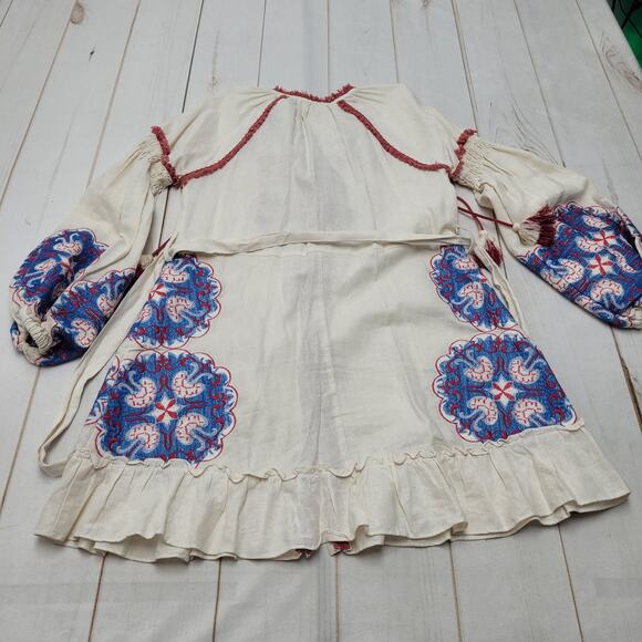 Lace the label linen paisley floral embroidered mini dress bishop sleeve boho - Picture 9 of 11